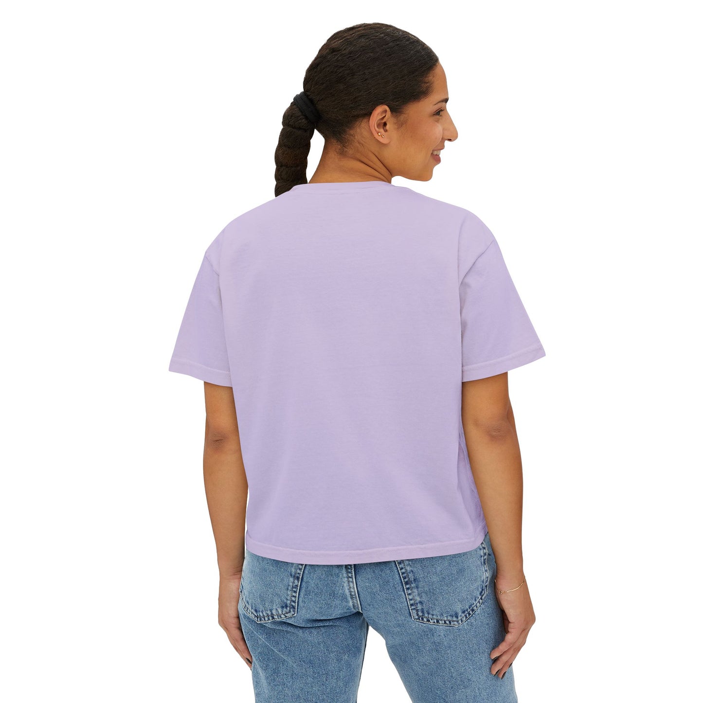 Women's Boxy Tee — "Candles. Cats. Coffee."