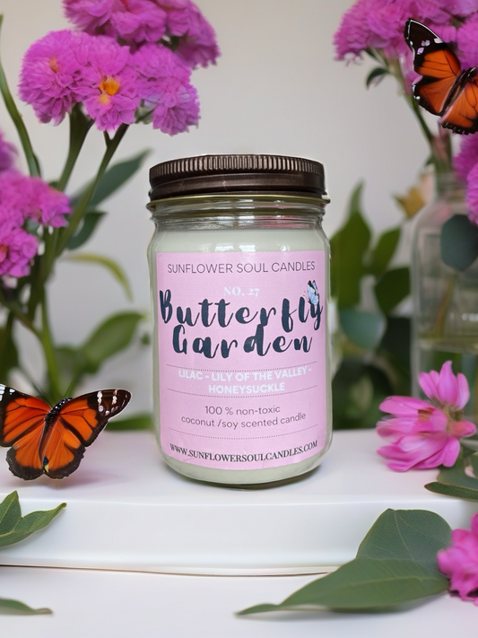 BUTTERFLY GARDEN 10oz Scented Candle Jar
