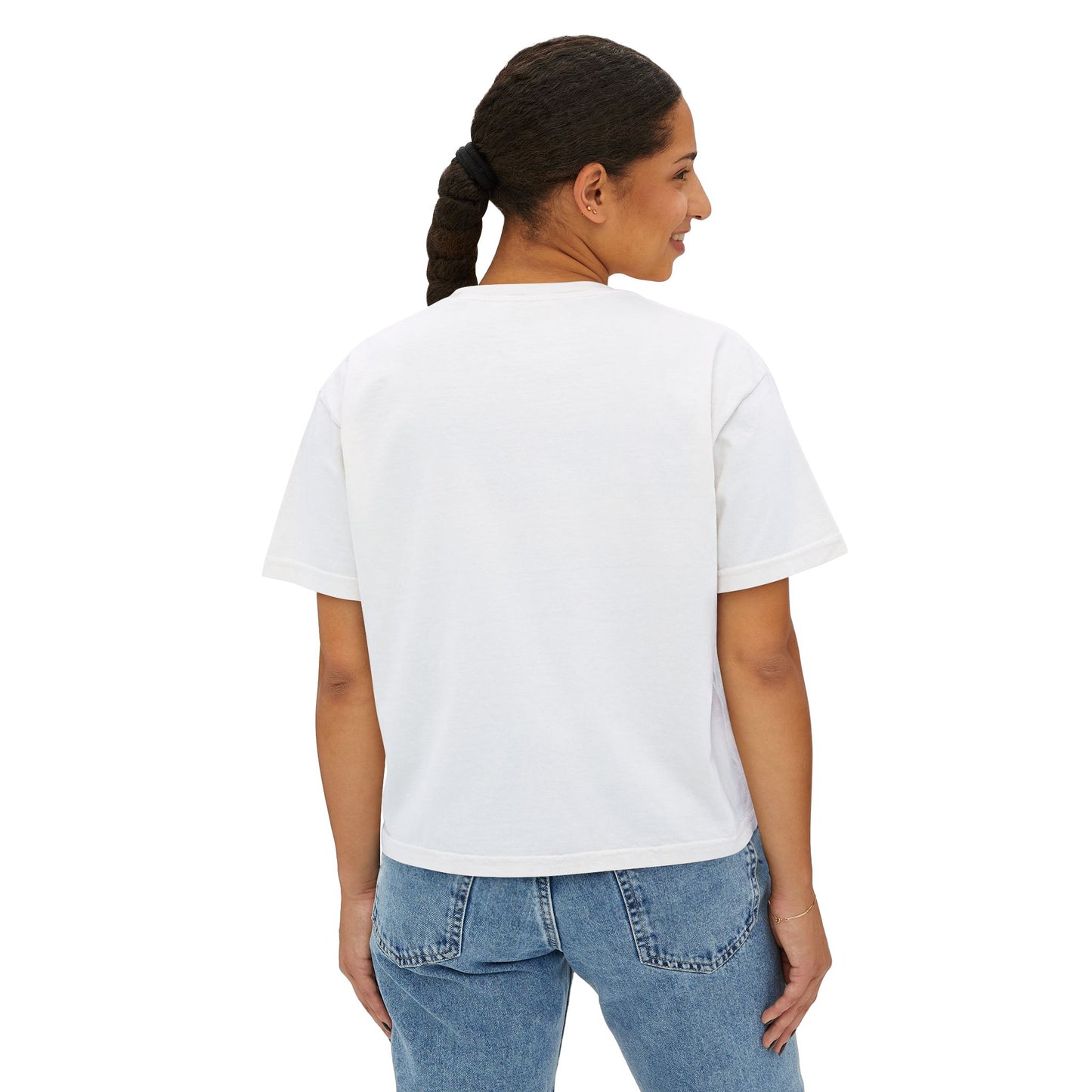 Women's Boxy Tee — "Candles. Cats. Coffee."