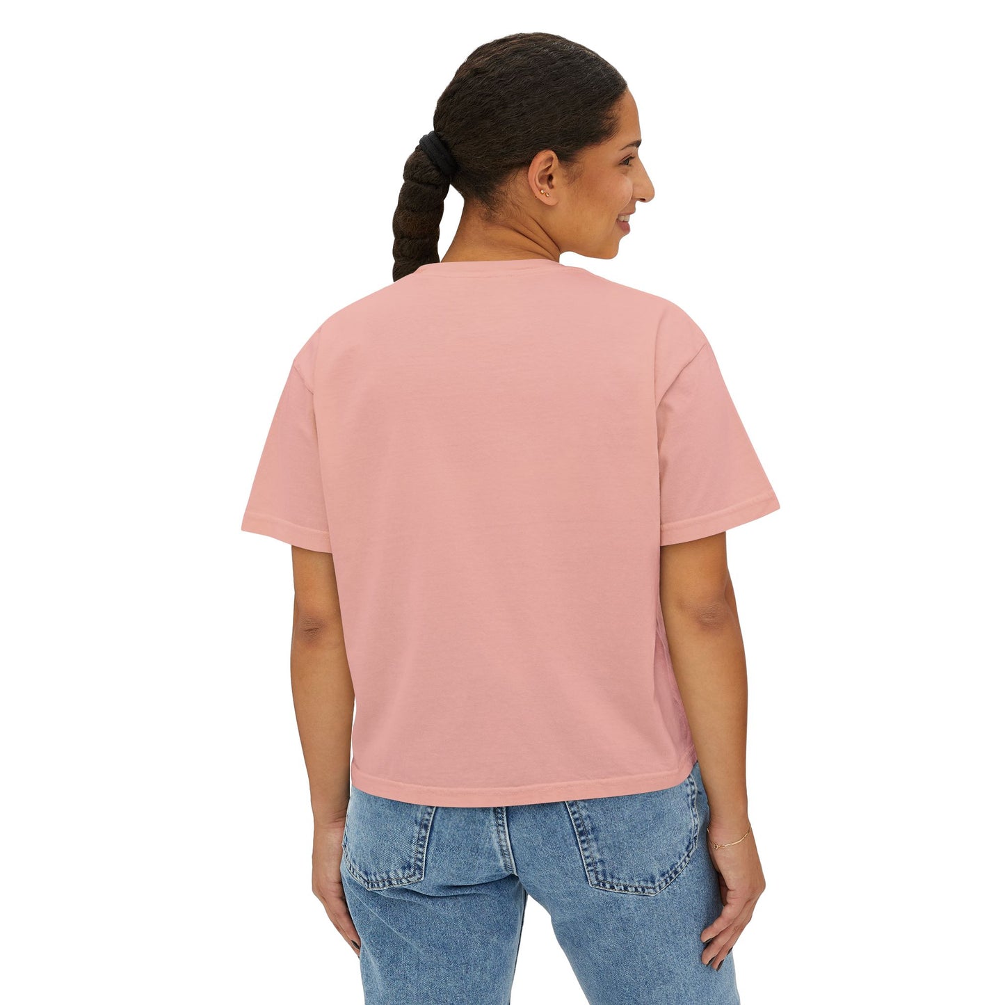 Women's Boxy Tee — "Candles. Cats. Coffee."