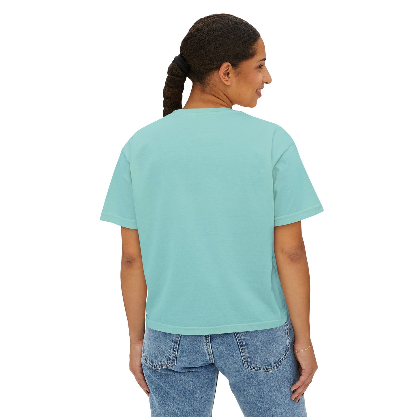 Women's Boxy Tee — "Candles. Cats. Coffee."