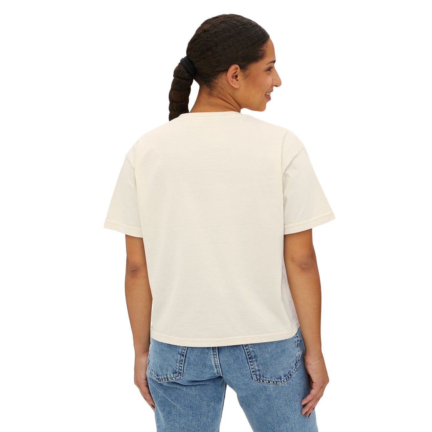 Women's Boxy Tee — "Candles. Cats. Coffee."