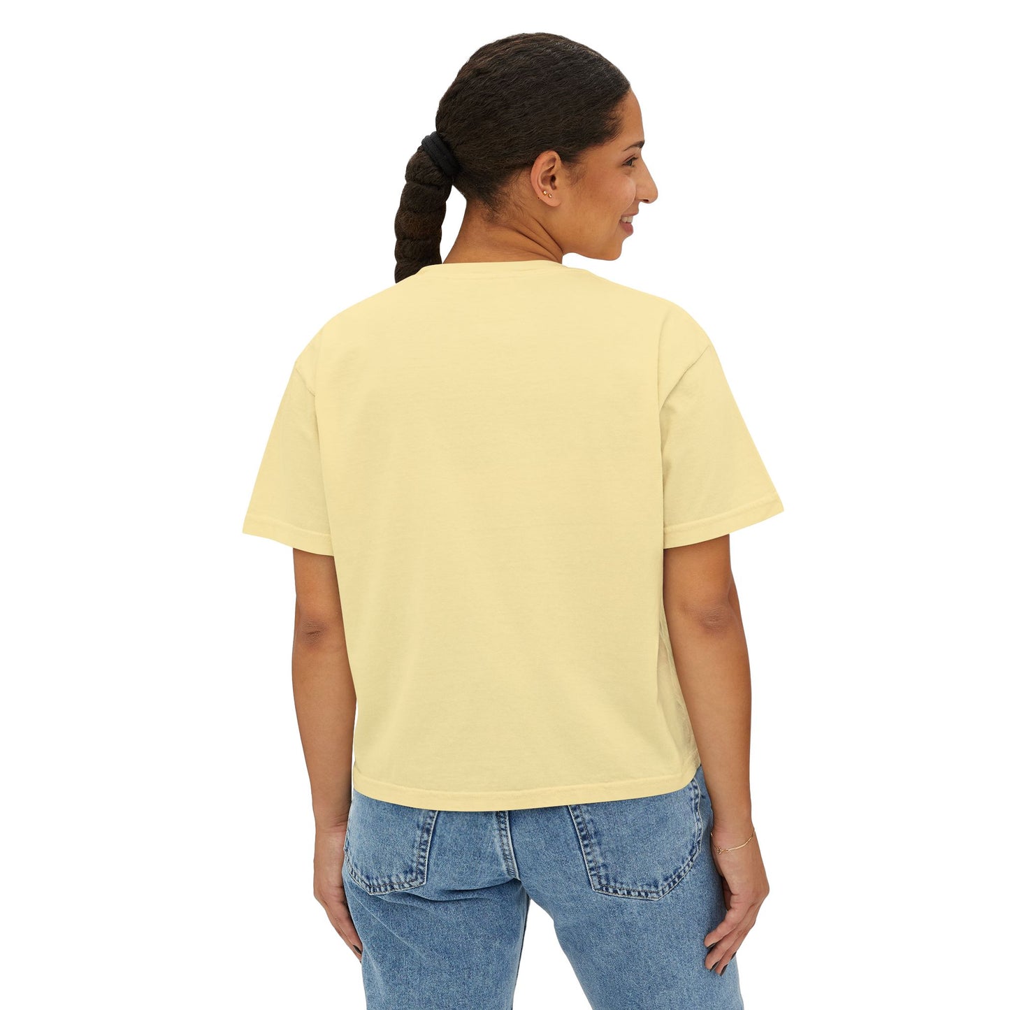 Women's Boxy Tee — "Candles. Cats. Coffee."